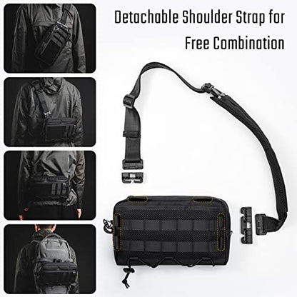 TACTICAL_GEEK Cache L3 EDC Sling Bag Chest, Lightweight Shoulder Daypack, 500D Nylon, Travel Hiking Concealed Carry, Crossbody Bag, Tactical Backpack, Hiking Ambidextrous Strap Black - color: Black
