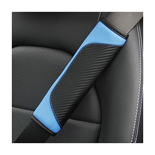 AUCELI 2PCS Car Seat Belt Cover, Carbon Fiber Seatbelt Shoulder Strap Covers, Breathable Leather Soft Harness Pad Protect Your Neck and Shoulder Compatible with Cars - color: Black/Blue