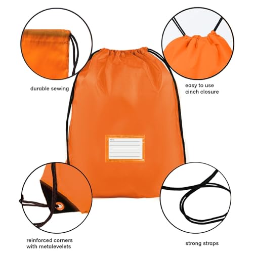 Drawstring Backpack Bulk 20 Pcs Draw String Bags DIY Gym Sports Traveling Yoga Cinch Bag Sackpack Drawstring Memo Card (orange) - color: Orange