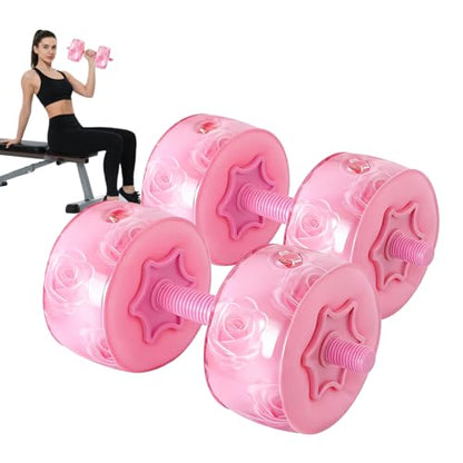 Travel Weights Water Filled Dumbbell Set of 2,6LB Hand Weights for Women at Home Gym Exercise Training - color: Floral Pink
