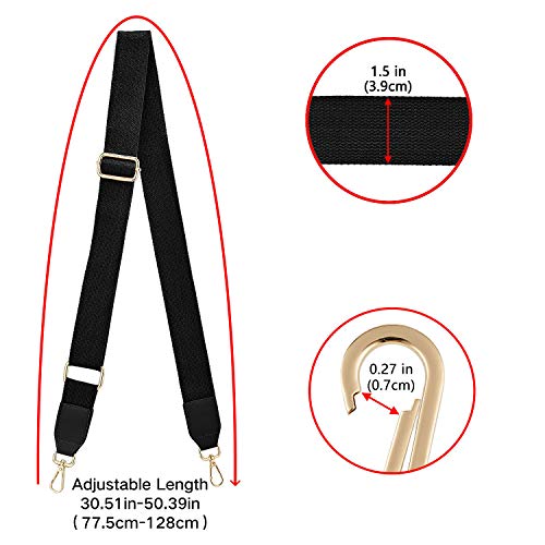 DEVPSISR Wide Shoulder Purse Strap Replacement Adjustable Belt Canvas Bag Crossbody Handbag - color: Leather Buckle-black