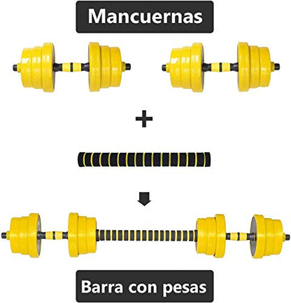 FUXION 44LB Adjustable Dumbbell Barbell Weight Pair - size: Barbell 44 LB or 22 LB Dumbbell Pair