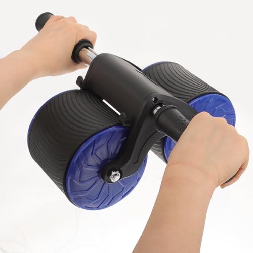 VOSAREA Automatic Rebound Abdominal Muscle Wheel Roller with Dual Wheels and Knee Pad, Silent Core Strength Fitness Equipment for Home and Gym Workout