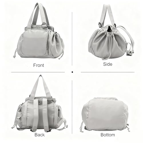 Tote Bag Large Capacity Lightweight Backpack with 15 Pockets Nylon Shoulder Bag for Car Travel Mother Bag - color: Gray