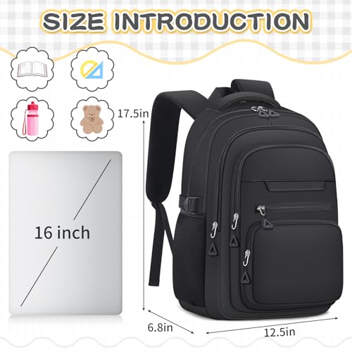 PRAGARI Cute Backpack for School Girls Aesthetic Backpack Women College Bookbag Large Students Laptop Bag Travel Casual Daypack - color: Black