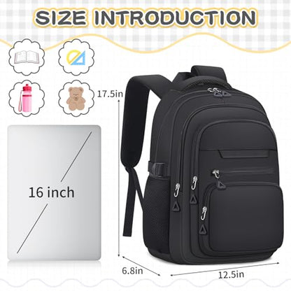 PRAGARI Cute Backpack for School Girls Aesthetic Backpack Women College Bookbag Large Students Laptop Bag Travel Casual Daypack - color: Black