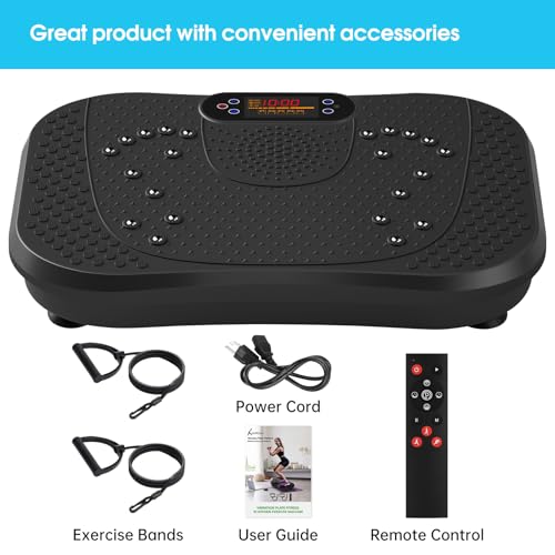 SoftGym Waver Vibration Plate Exercise Machine for Lymphatic Drainage Weight Loss,120 Speed Levels Vibrating Platform with Resistance Bands,Full-Body Workout Equipment for Muscle Activation - style: Slim- Dark Black