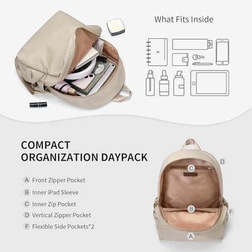 GOLF SUPAGS Stylish Laptop Backpack Purse for Women Girls Casual Travel Daypack Mini Backpack Handbag Nylon Bookbag - color: Apricot
