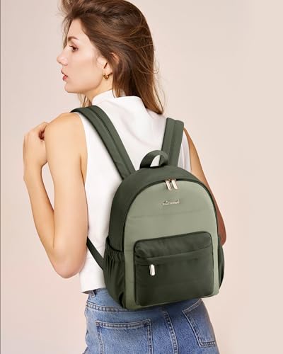 LOVEVOOK Small Backpack Purse for Women, Mini Puffer Lightweight Backpack, Casual Daily Daypack Purse for Women, back pack with Anti-theft Pocket for Travel - color: Bean Green-dark Green