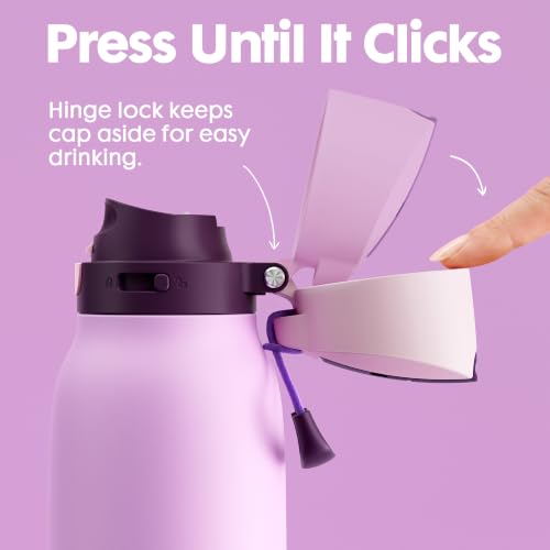 Meoky 24 oz Stainless Steel Slim Water Bottle: Leak Proof Locking Lid, 2-in-1 Straw and Spout, 24 Hours Cold, Top Handle, BPA Free, Insulated Water Bottle for Women Sports Travel Gym, Lavender - color: Lavender