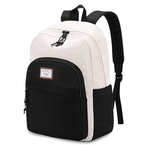 Kasqo School Backpack,Water Resistant Middle High School Bookbag for Teens Girls Boys School Bag Casual Women Men Daypack for Travel College Black White - color: Black White