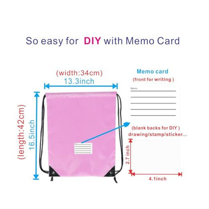 Drawstring Backpack Bulk 30 Packs Draw String Bags for Gym Sports Trip Pedestrianism Cinch Sack DIY for Women Men with Memo Card (pink) - color: Pink