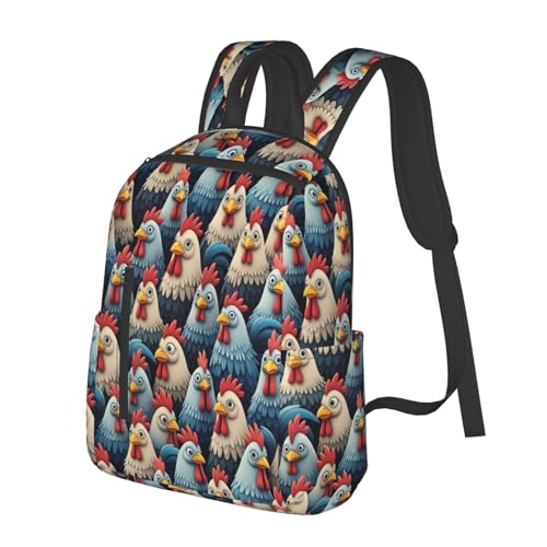 Eco Polyester Backpack Cute Chickens, Ergonomic Straps, Fits Tablet, for Work or Hiking - color: Picture (197)