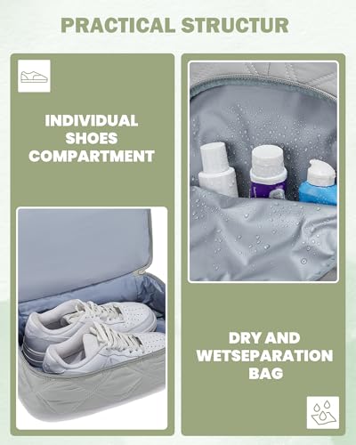 Gym Backpack for Women Men, Lightweight Gym Bag with Shoe Compartment, Water Resistant Sports Backpack with Wet Pocket, Large Capacity Cheer Backpacks for Girls, Grey - color: F3-grey