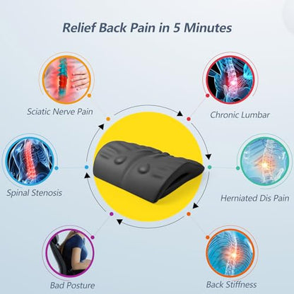 RESTCLOUD Back Stretcher for Back Pain Relief, Back Stretching Cushion, Chronic Lumbar Support Pillow Helps with Spinal Stenosis, Herniated Disc and Sciatica Nerve Pain Relief Lumbar Stretcher - color: Dblack