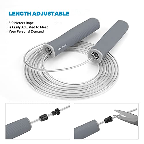 Jump Rope 3 Styles | 1-LB Weighted Jump Rope for Adults Women. || Speed Jump Rope with Ball Bearings for Fitness. ||| Lightweight Skipping Ropes (2 Pack) for Kids and Adult Beginners. - color: Speed Gray (1 Pack)