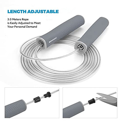 Jump Rope 3 Styles | 1-LB Weighted Jump Rope for Adults Women. || Speed Jump Rope with Ball Bearings for Fitness. ||| Lightweight Skipping Ropes (2 Pack) for Kids and Adult Beginners. - color: Speed Gray (1 Pack)
