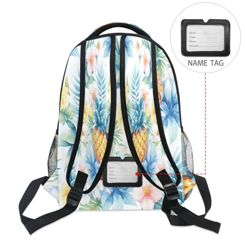 Day Backpack for Women Men Fashion Laptop Bag with Chest Strap Gift Men & Women Sliced Pineapple and Flowers - color: Multicolor15
