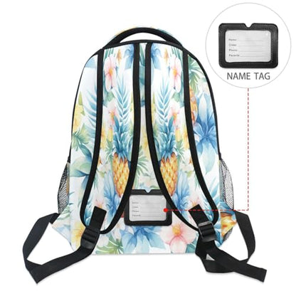Day Backpack for Women Men Fashion Laptop Bag with Chest Strap Gift Men & Women Sliced Pineapple and Flowers - color: Multicolor15