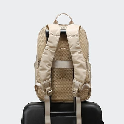 Pander 22L Casual Daypack Everyday Backpack with Luggage Sleeve Smooth Webbing Handle Professional Commuter School Bag, Raw Linen - color: Raw Linen