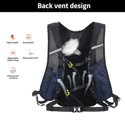 15L Small Hiking Backpack Lightweight Hydration Backpack for Men Women, Warterproof Hiking Daypack for Travel Cycling - color: Dark Blue