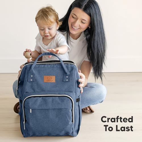 KeaBabies Baby Diaper Bag Backpack - Large Baby Bag for Boys, Girls, Waterproof Multi Function Travel Diaper Backpack with Changing Pad, Durable Travel Essentials for Moms and Dads (Navy Blue) - color: Navy Blue