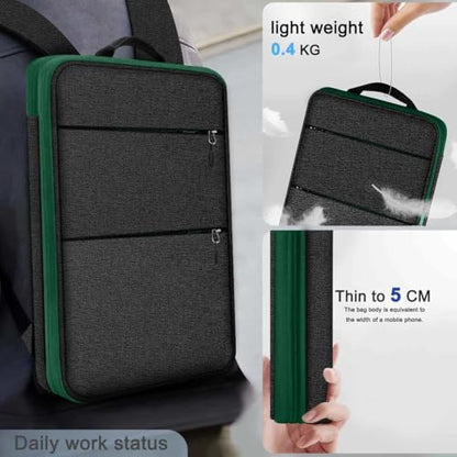 ZINMARK Slim Expandable Laptop Backpack with Small Case for 15-16 inch Notebooks,Water Resistant Computer Bag for College Business for Men Women，Black Green - color: Black Green