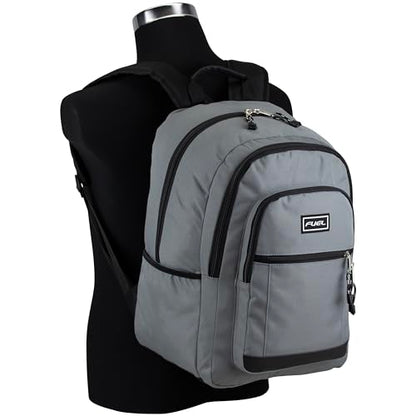 FUEL Laptop Durable Hiking Travel Commuter Carry On Casual Daypack Classic Bag Backpack, Grey - color: Grey