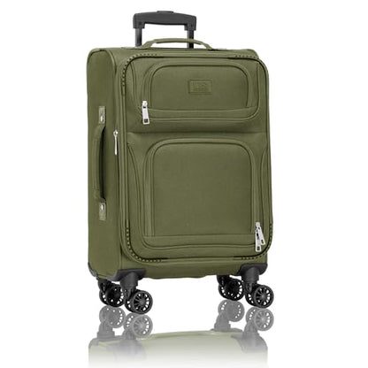 U.S. Traveler Rio Lightweight Softside Rolling Carry-on Suitcase, 4-Wheel Single, Green - color: Green, size: 22"