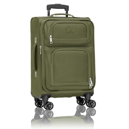 U.S. Traveler Rio Lightweight Softside Rolling Carry-on Suitcase, 4-Wheel Single, Green - color: Green, size: 22"