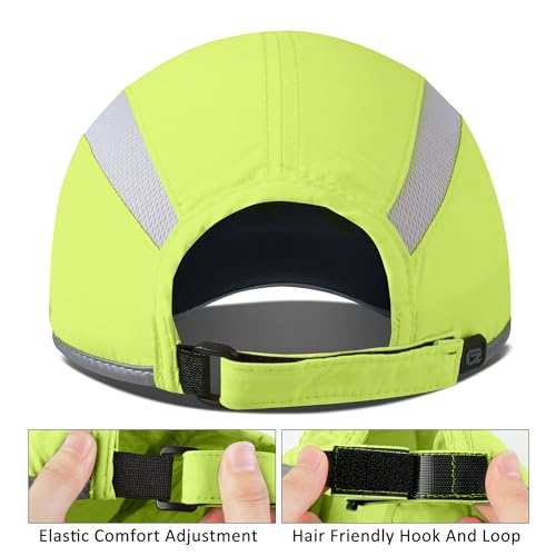 GADIEMKENSD Reflective Folding Outdoor Hat Unstructured Design UPF 50+ Sun Protection Sport Hats for Womens and Mens - color: Bright Green