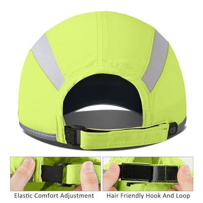 GADIEMKENSD Reflective Folding Outdoor Hat Unstructured Design UPF 50+ Sun Protection Sport Hats for Womens and Mens - color: Bright Green