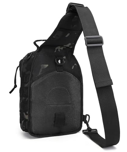 Tactical Sling Backpack Military Crossbody Bag Pack for Mens One Shoulder Holster Sling Bag 10L - color: Blackcamo