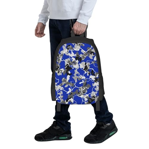 Lightweight Polyester Daypack Blue Camouflage Print, Anti Theft Large Capacity Travel Hiking Backpack Unisex Carry On Bag for Outdoor Commute Business Use - color: Design (661)