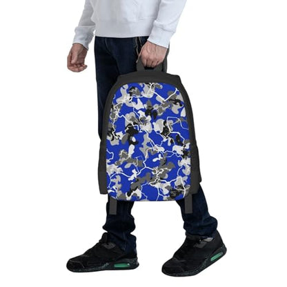 Lightweight Polyester Daypack Blue Camouflage Print, Anti Theft Large Capacity Travel Hiking Backpack Unisex Carry On Bag for Outdoor Commute Business Use - color: Design (661)