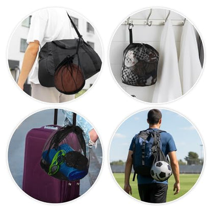 2Pcs Nylon Single Ball Bag, Lightweight Volleyball Ball Bag with Hook, Drawstring Sling Backpack for Soccer, Basketball, Football - color: Dark blue