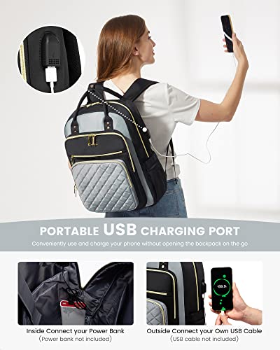 LOVEVOOK Laptop Backpack, High-Strength Tear-Resistant and Waterproof Oxford Cloth, 1.9 lbs, 30L Capacity, 17-Inch Laptop Compatible, Ergonomic Shoulder Straps, 18 Pockets - color: D-black-grey, size: 17-Inch