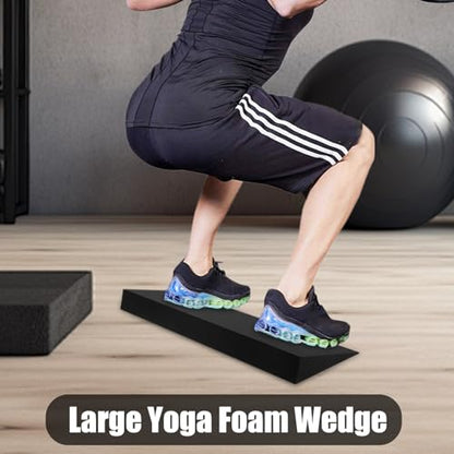 Squat Wedge Block, Large Slant Board for Heel Elevated Squats, Knees Over Toes Training & Calf Stretching, Anti-Slip Calf Stretcher Incline Board for Weightlifting and Mobility