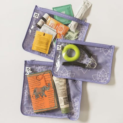 Tiny Twinkle Diaper Bag Organizing Pouches|3 Pack Mess-Proof Clear Front Travel Organizer Bags&TSA Approved Toiletry Bag Set for Baby and Mom Essentials - color: Lotus
