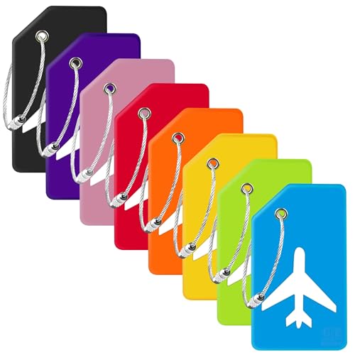 8 Pack Silicone Luggage Tags for Suitcases, TSA Approved, Privacy Protection Suitcase Bag Tag with Stainless Loop, Plane Travel Essentials by Gostwo, Mixed Color - color: Mixed Colors