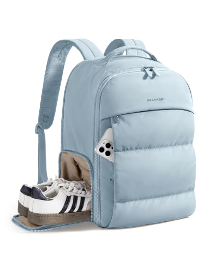 BAGSMART 30L Travel Backpack for Women, French Blue | Fits15.6-Inch laptop, Shoe Compartment, Lightweight Material, Water-Resistant - color: French Blue