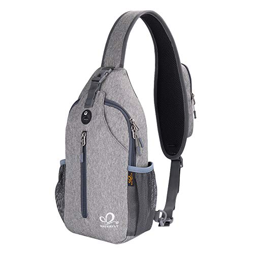 WATERFLY Crossbody Sling Backpack Sling Bag Travel Hiking Chest Bag Daypack - color: Gray