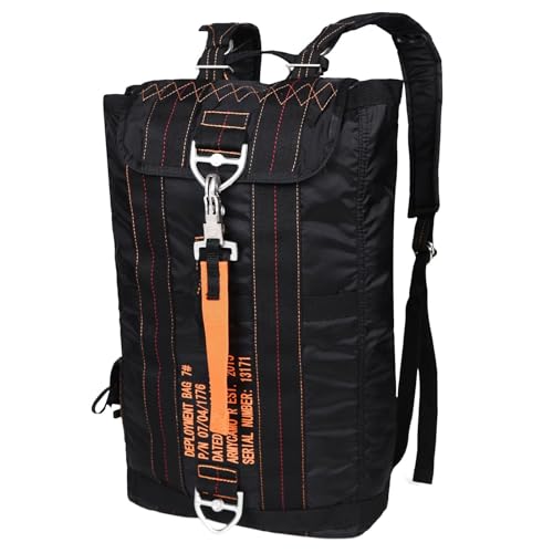 Military Tactical Backpack Parachute Buckles Hook Nylon Rucksacks Flight Backpacks Day Pack for Outdoor,Hiking,Camping (Black) - color: Black