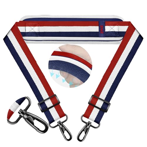 ZINZ 74" Shoulder Strap with Fixed Pad and Dual Balanced Buckles，Blue-White-Red Stripe - color: Blue-white-red Stripe