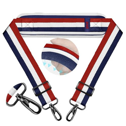 ZINZ 74" Shoulder Strap with Fixed Pad and Dual Balanced Buckles，Blue-White-Red Stripe - color: Blue-white-red Stripe