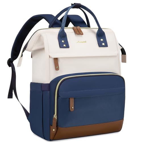 LOVEVOOK Laptop Backpack for Women, 15.6 Inch Work Business Backpacks Purse With Large Capacity, Waterproof Nurse Bag College Bookbag for School, Waterproof Casual Daypack for Travel - color: \U200bbeige-blue, size: 15.6 INCH