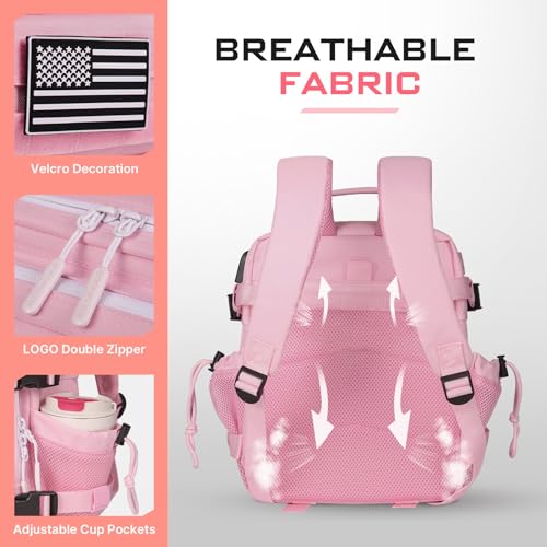 Boomistry 15L Mini Tactical Backpack Small Tactical Backpack for Women, Military Backpack for Gym, Hiking, Daily (Pink-15L) - color: Pink-15l