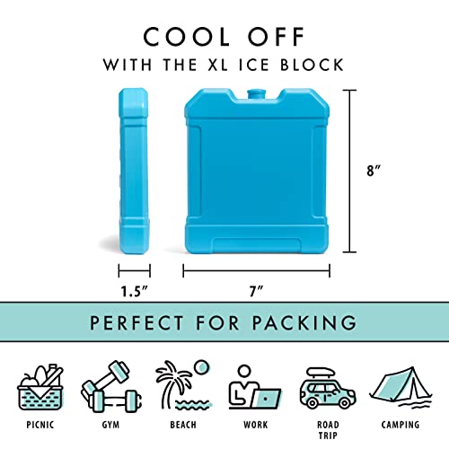 Cool Coolers by Fit + Fresh,XL Cooler Ice Block,Large and Powerful Ice Pack,Perfect for Insulated Cooler,Beach Bag,Backpack-Cooler & Travel,Blue,(Pack of 8) - size: Large Cooler Ice (Pack of 8)