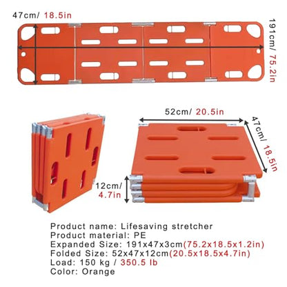 Foldable Lifesaving Stretcher with Head Imlizer & Neck Brace - Emerncy Spine Board for tic s, Quick Patient Transport & Safe for EMS and Lifeguards - size: Board+Head Immobilizer+Neck Brace