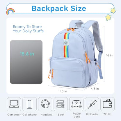 CAMTOP School Backpack for Girls, 15.6 Inch Teen Girls Casual Backpack High Middle School Daypack Women Daily Travel Laptop Bag - color: Blue, size: 16Inch-Teen